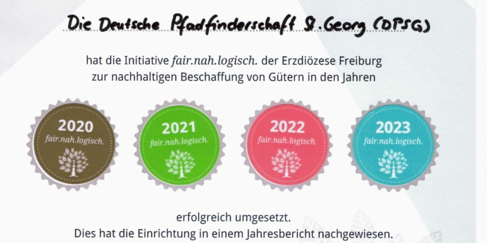 Der DPSG Diözesanverband Freiburg erneut für fair.nah.logisch qualifiziert!