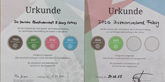 Zum fünften mal ausgezeichnet: DPSG Freiburg bleibt fair.nah.logisch.